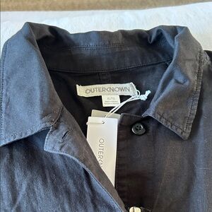 Outerknown Charcoal Button-Up Short jumpsuit